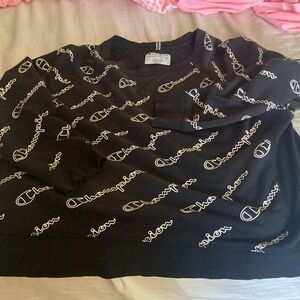 Champion Black and White Logo Men's Crewneck Sweater